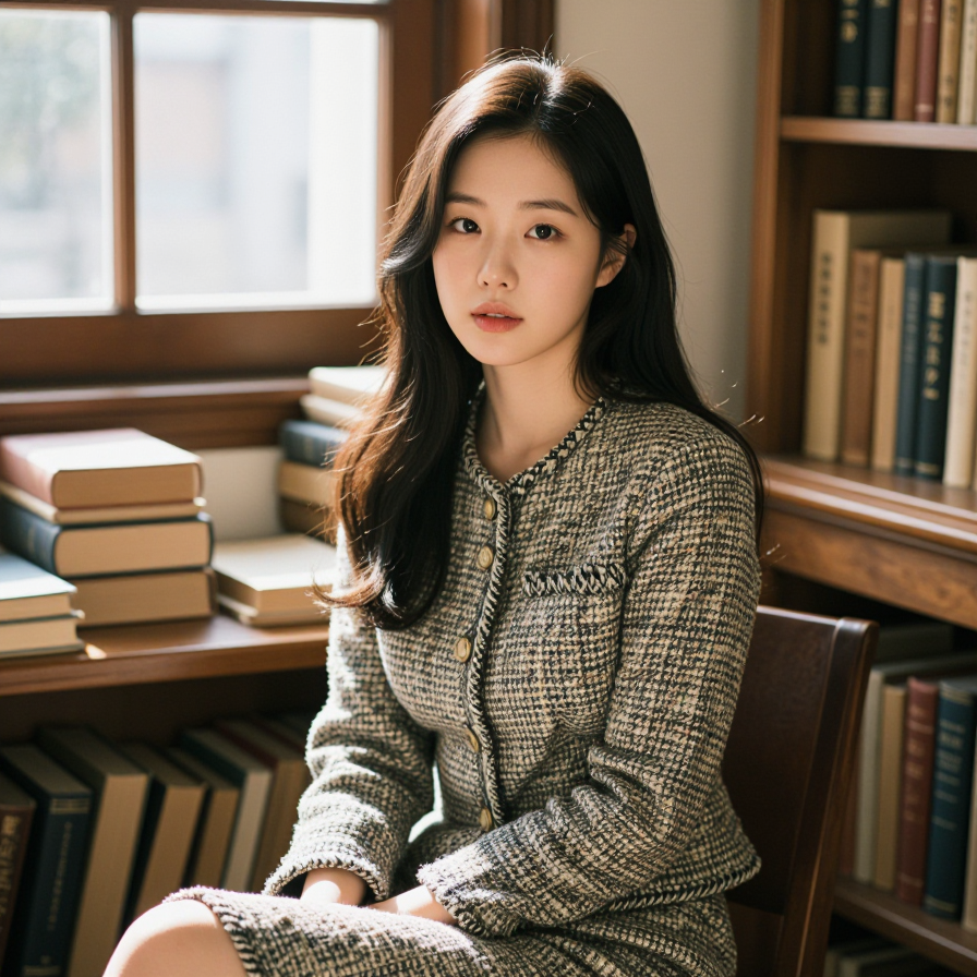 빈티지 도서관의 클래식 룩