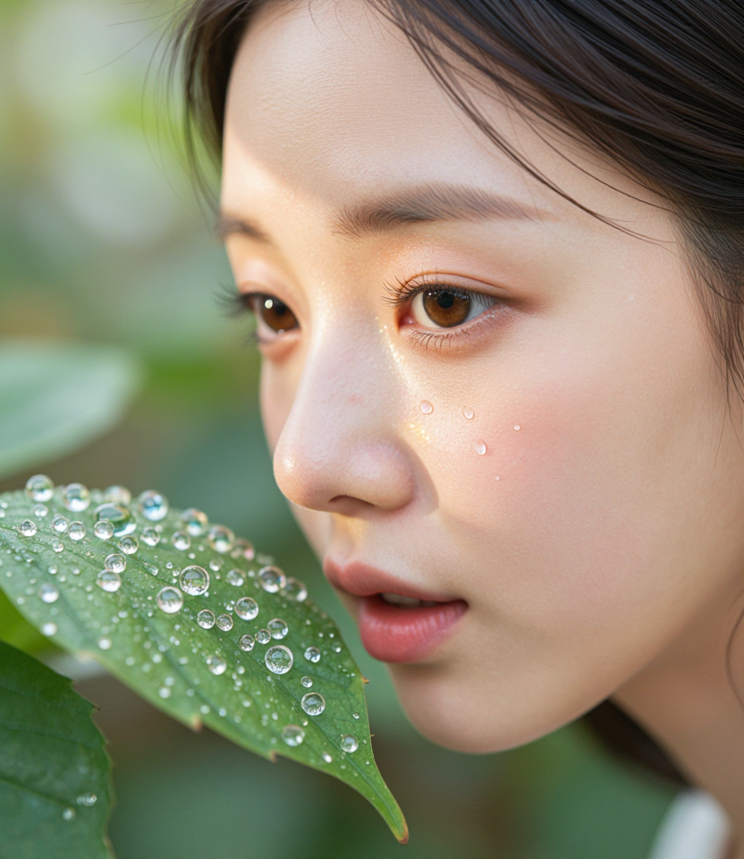 이슬 맺힌 보석 잎사귀