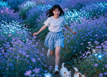 꽃밭을 달리는 작은 발자국