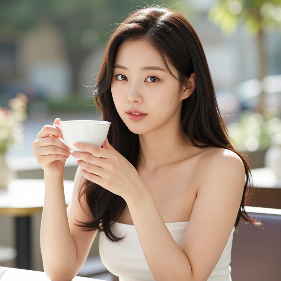 정원 카페에서의 휴식