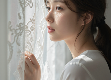 레이스 커튼 사이로