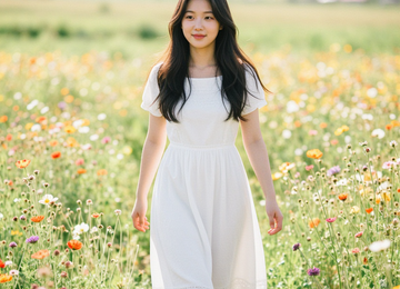 꽃밭을 걷는 소녀