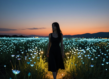 황혼의 꽃밭 산책