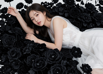 잉크 꽃에 둘러싸인 밤