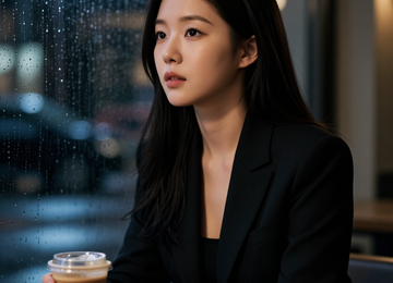 비 내리는 밤의 카페