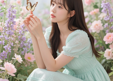 파스텔 정원의 여인