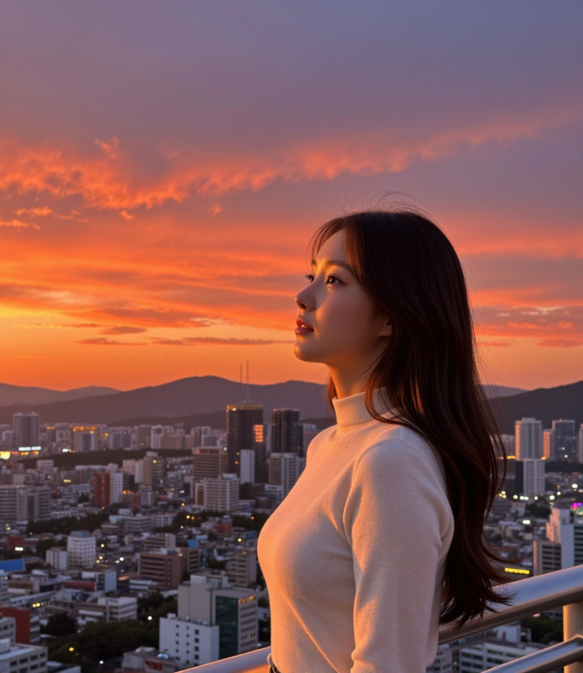 노을 아래 멈춰선 시선