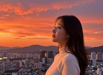 노을 아래 멈춰선 시선