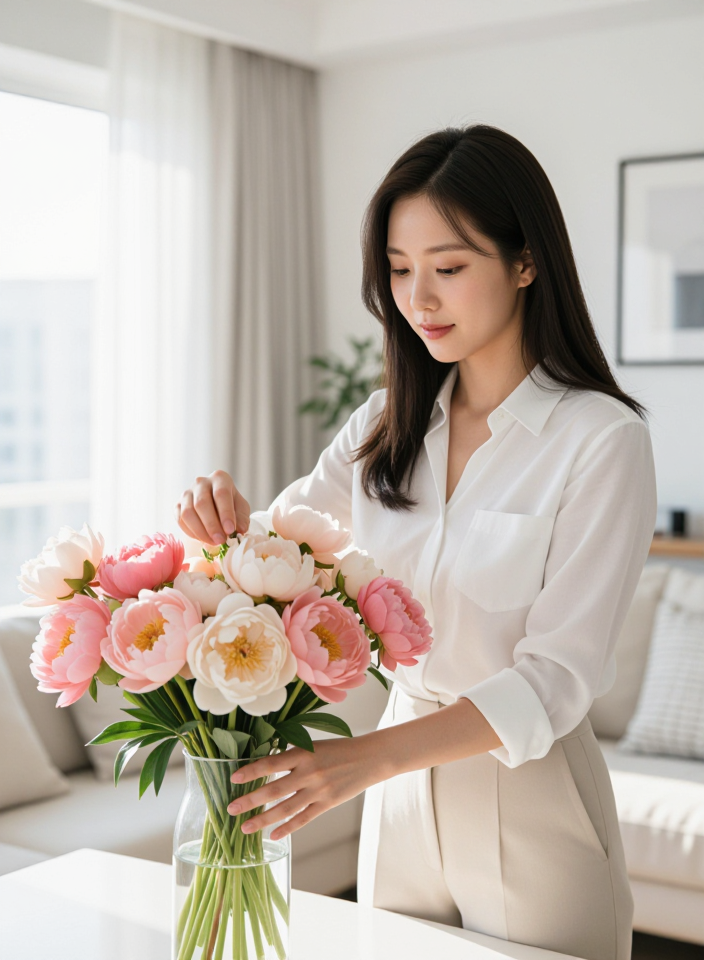 꽃과 함께하는 아침