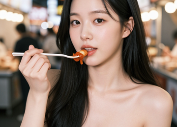 떡볶이 먹는 도시 여자