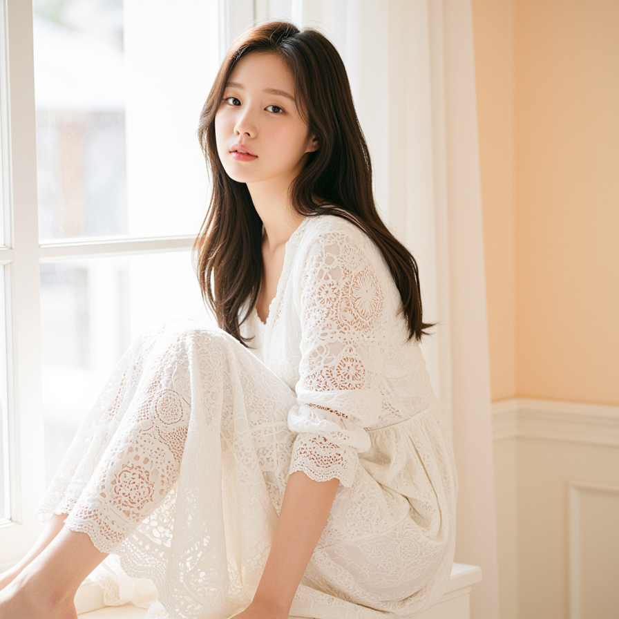 레이스 드레스와 오후의 햇살