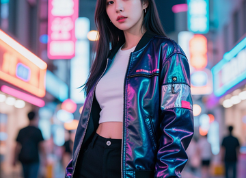 네온 사인이 빛나는 거리