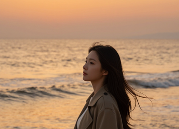 노을빛 바다의 산책자