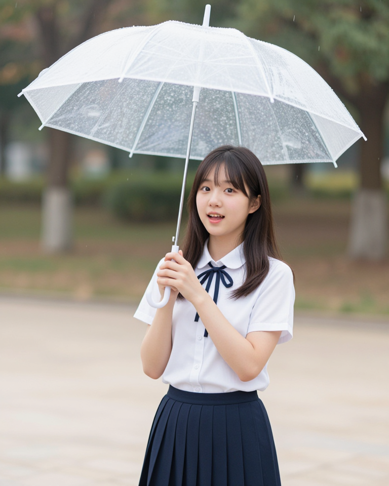 구름 우산을 든 소녀