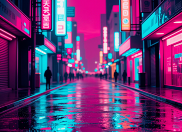 네온 빛 도시의 밤