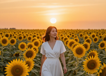 해바라기 꽃밭의 그녀