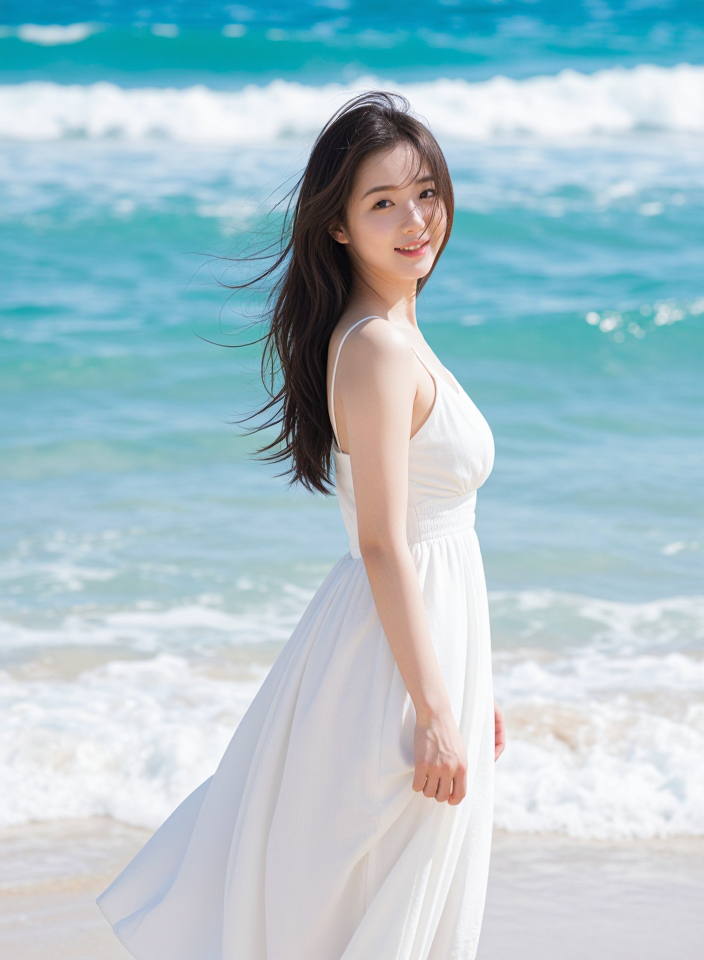 에메랄드빛 해변의 산책