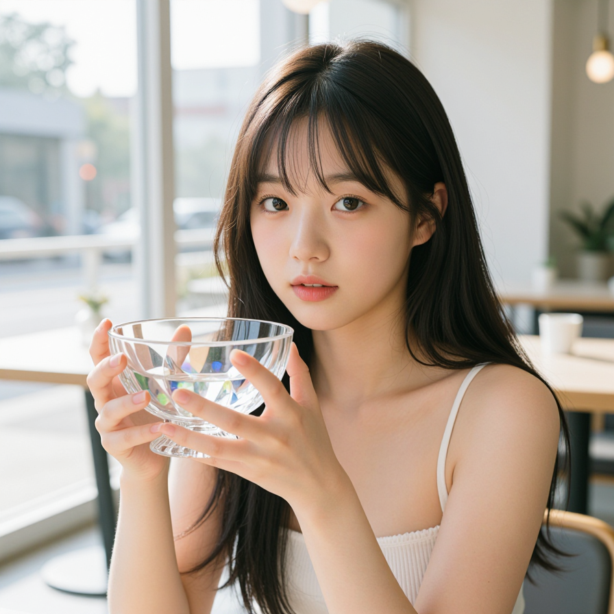 세련된 디자인의 액세서리를 착용한 모델