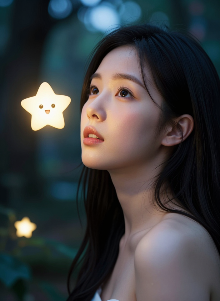 별빛 마스코트와 여인