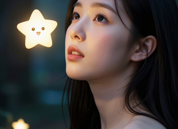 별빛 마스코트와 여인