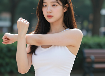 공원의 아침 스트레칭