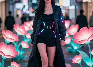 작품 제목: 네온 플라워 스트릿