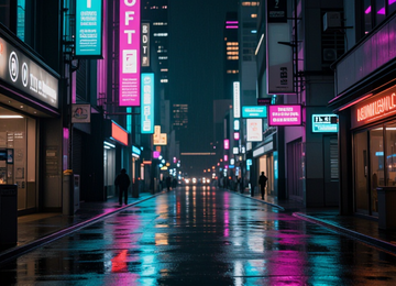 네온 사인이 빛나는 밤