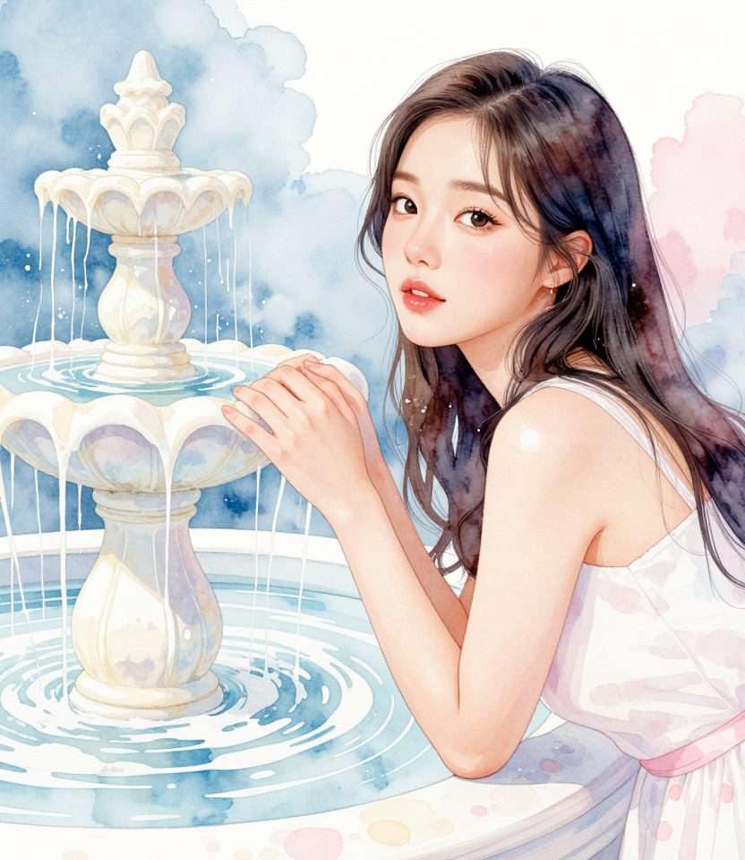 우유 분수 속의 푸들