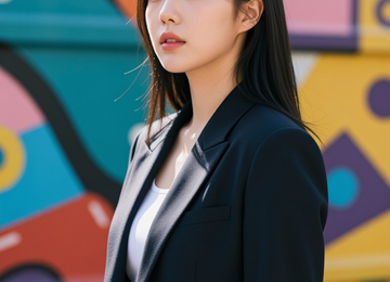 벽화 앞의 시선