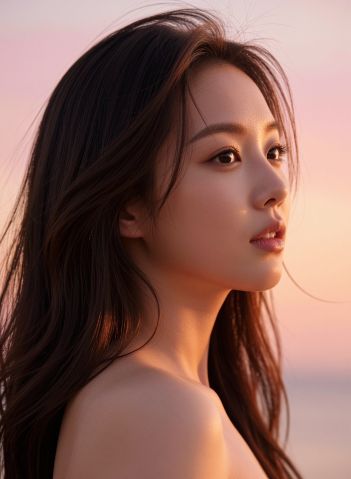 노을빛을 담은 얼굴