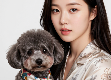 실크 스카프와 모델