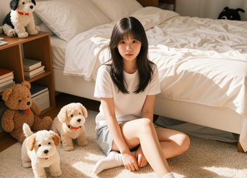 장난감 가득한 방의 소녀