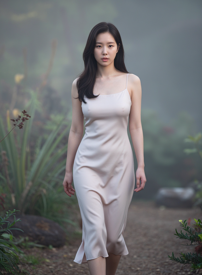 안개 낀 정원의 여인