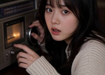 라디오를 듣는 소녀