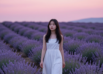 라벤더 들판의 산책자