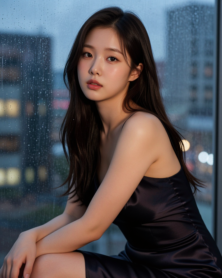 비 오는 창가의 그녀