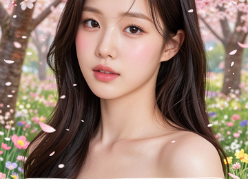 꽃잎 머리핀을 한 소녀