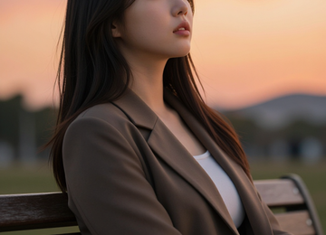 노을 아래 벤치