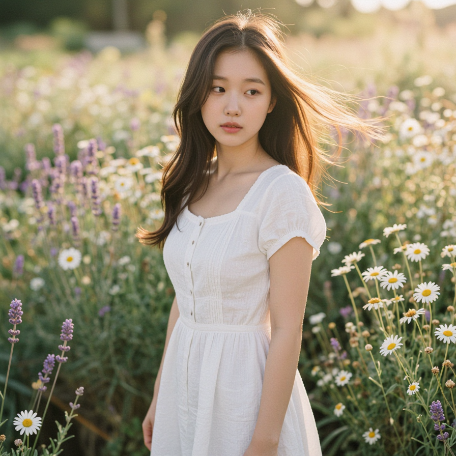 꽃밭의 여름 소녀