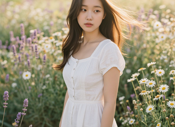 꽃밭의 여름 소녀