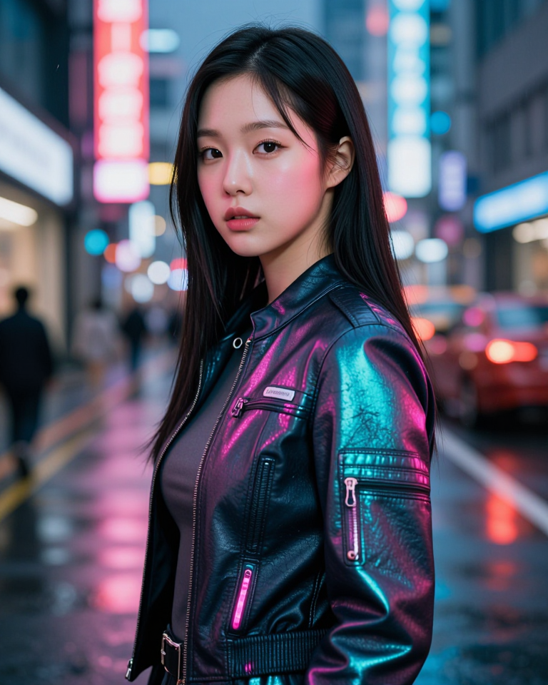 네온 빛 아래의 그녀