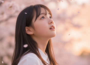 꽃잎을 보는 소녀
