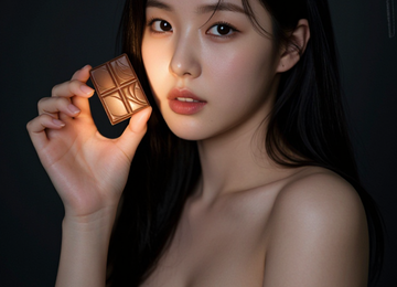 빛나는 초콜릿을 든 여인