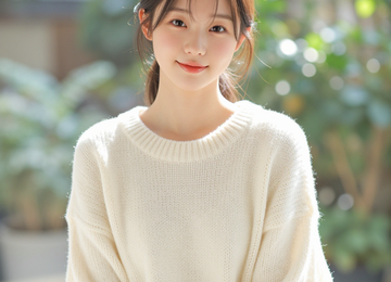 포근한 니트를 입은 소녀