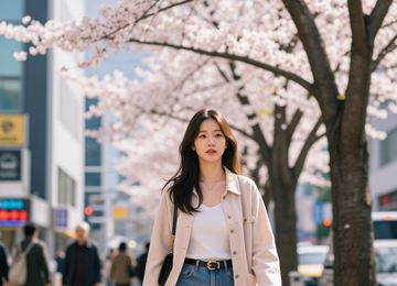 꽃잎 흩날리는 서울 거리