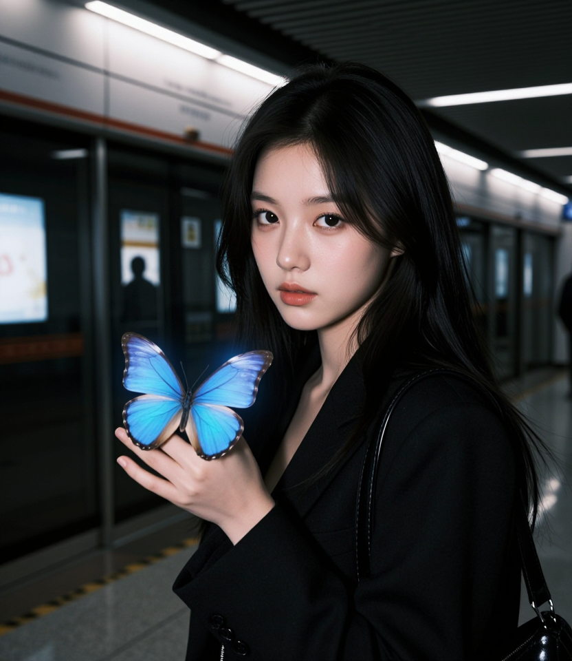 지하철역의 빛나는 나비