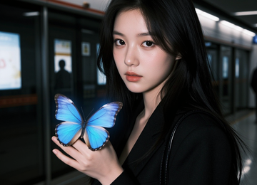 지하철역의 빛나는 나비