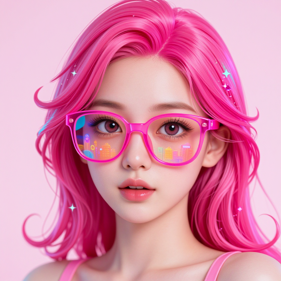 네온 빛 아래의 소녀