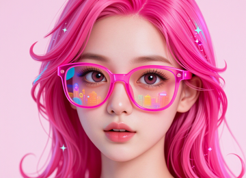 네온 빛 아래의 소녀