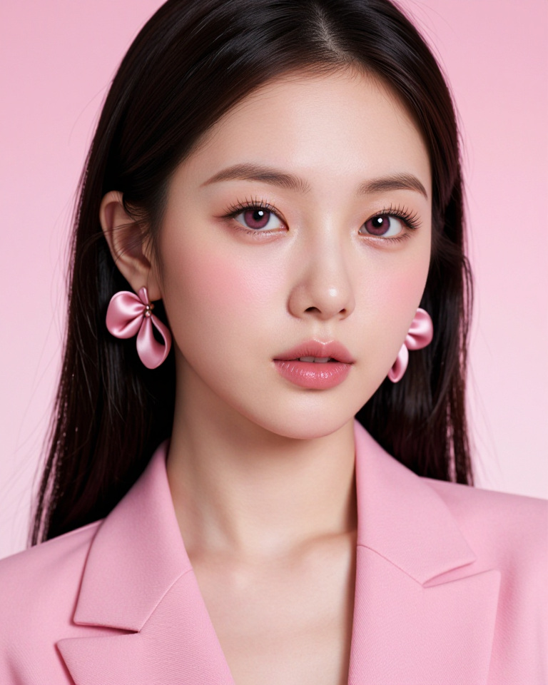핑크 실크 드레스의 여인